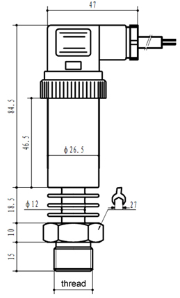 High temperature pressure sensor dimension drawing